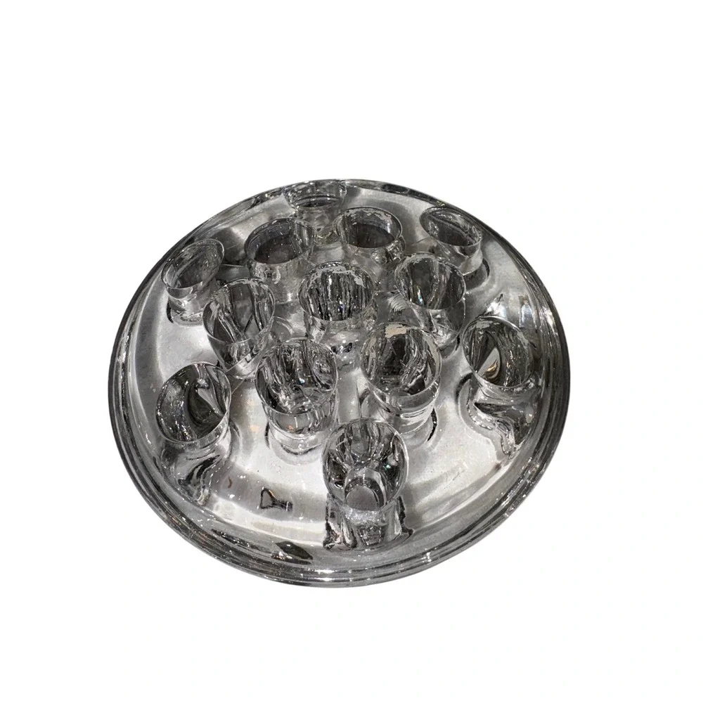 Flower Frog 13 Hole Round Dome‎ Floral Vintage Clear Glass  Arranger Heavy Glass